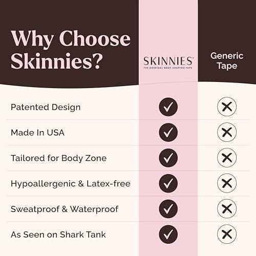 Skinnies Instant Lifts Neck Tape – Patentiert & Hergestellt in den USA – Glättet Linien & Strafft schlaffe Haut für einen jugendlichen Look – Unsichtbar unter den Haaren – 15 Paare