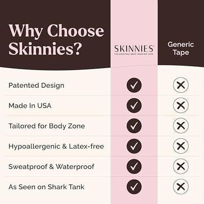 Skinnies Instant Lifts Neck Tape – Patentiert & Hergestellt in den USA – Glättet Linien & Strafft schlaffe Haut für einen jugendlichen Look – Unsichtbar unter den Haaren – 15 Paare