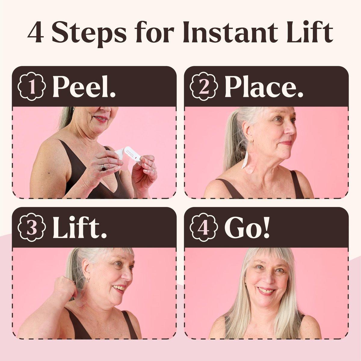 Skinnies Instant Lifts Neck Tape – Patentiert & Hergestellt in den USA – Glättet Linien & Strafft schlaffe Haut für einen jugendlichen Look – Unsichtbar unter den Haaren – 15 Paare