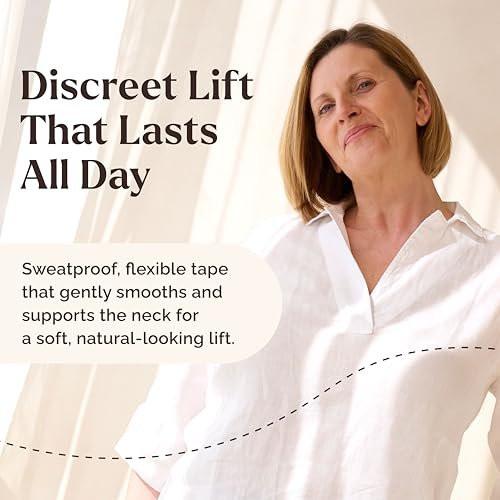Skinnies Instant Lifts Neck Tape – Patentiert & Hergestellt in den USA – Glättet Linien & Strafft schlaffe Haut für einen jugendlichen Look – Unsichtbar unter den Haaren – 15 Paare