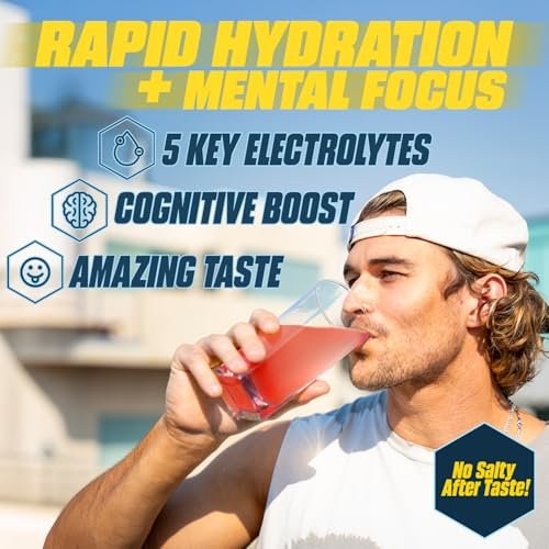 G Fuel Electrolytes Pulver für sofortige Hydration und Fokus | Zuckerfreie Elektrolyte im Sortiment mit Zitrone, Orange, Pfirsich, Erdbeere, Nootropika-Getränkemischungen zur Schärfung der geistigen Konzentration, 12 Portionen