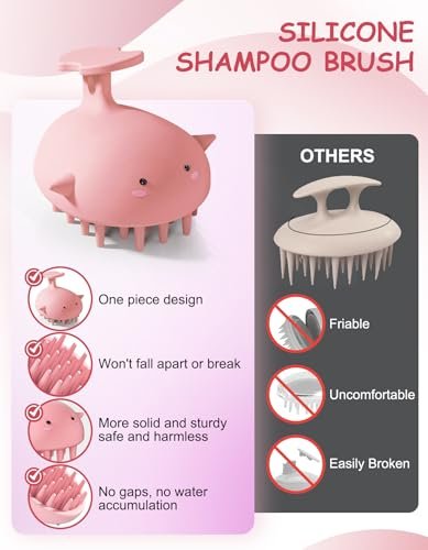 BLAAROOM Kopfhautmassagegerät für Haarwachstum – Silikon Shampoo Bürste, sanfter Scalp Scrubber für Dandruff Entfernung, nass & trocken anwendbar, rosa