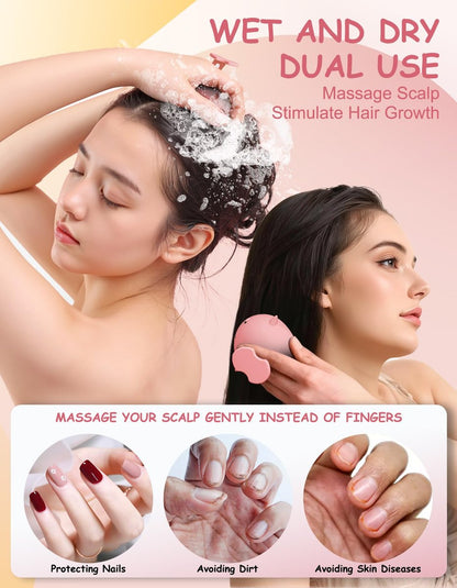 BLAAROOM Kopfhautmassagegerät für Haarwachstum – Silikon Shampoo Bürste, sanfter Scalp Scrubber für Dandruff Entfernung, nass & trocken anwendbar, rosa