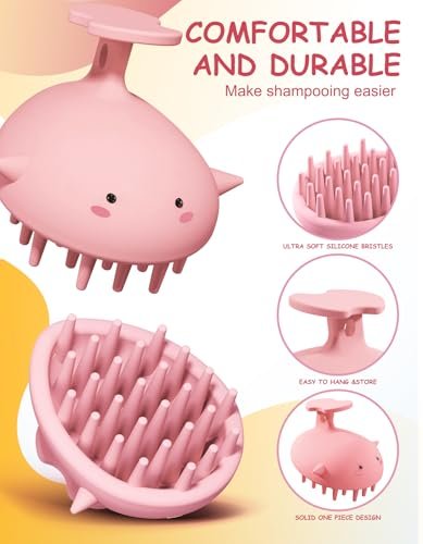 BLAAROOM Kopfhautmassagegerät für Haarwachstum – Silikon Shampoo Bürste, sanfter Scalp Scrubber für Dandruff Entfernung, nass & trocken anwendbar, rosa