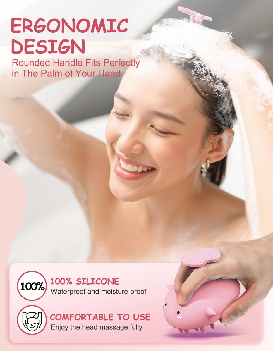 BLAAROOM Kopfhautmassagegerät für Haarwachstum – Silikon Shampoo Bürste, sanfter Scalp Scrubber für Dandruff Entfernung, nass & trocken anwendbar, rosa