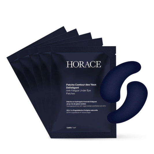 HORACE Anti-Ermüdungs-Augenpads für Männer - Reduziert Augenringe und Schwellungen - Feuchtigkeitsspendende & erfrischende Hydrogel-Behandlung - Vegane & silikonfreie Hautpflege - Duftlos, 5 Paar