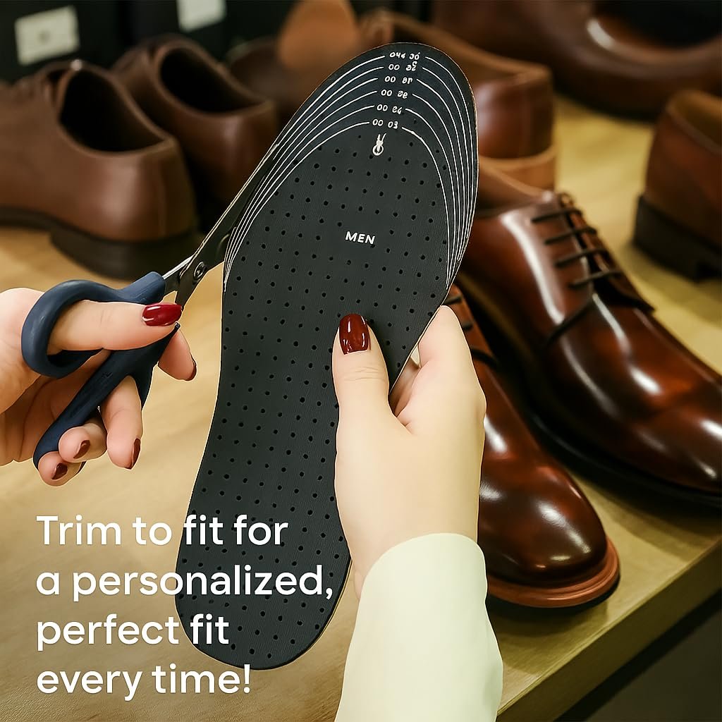 HANDARTE Leder Anti-Geruch Einlegesohlen | Zuschneidbare Geruchsstopper Herren | Schuhdeo - Geruchseliminator für Schuhe - 100% natürliches Ziegenleder & Anti-Schweiß - Geeignet für Sockenlos (Groß)