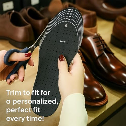 HANDARTE Leder Anti-Geruch Einlegesohlen | Zuschneidbare Geruchsstopper Herren | Schuhdeo - Geruchseliminator für Schuhe - 100% natürliches Ziegenleder & Anti-Schweiß - Geeignet für Sockenlos (Groß)