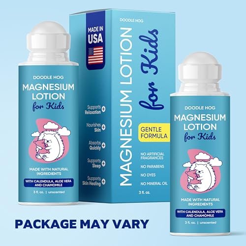 DOODLE HOG Magnesium Lotion für Kinder – mit Calendula, Aloe Vera und Kamille – Magnesiumlotion für besseren Schlaf – Hergestellt in den USA – Roll-On-Applikation – 3 fl oz (89 ml)