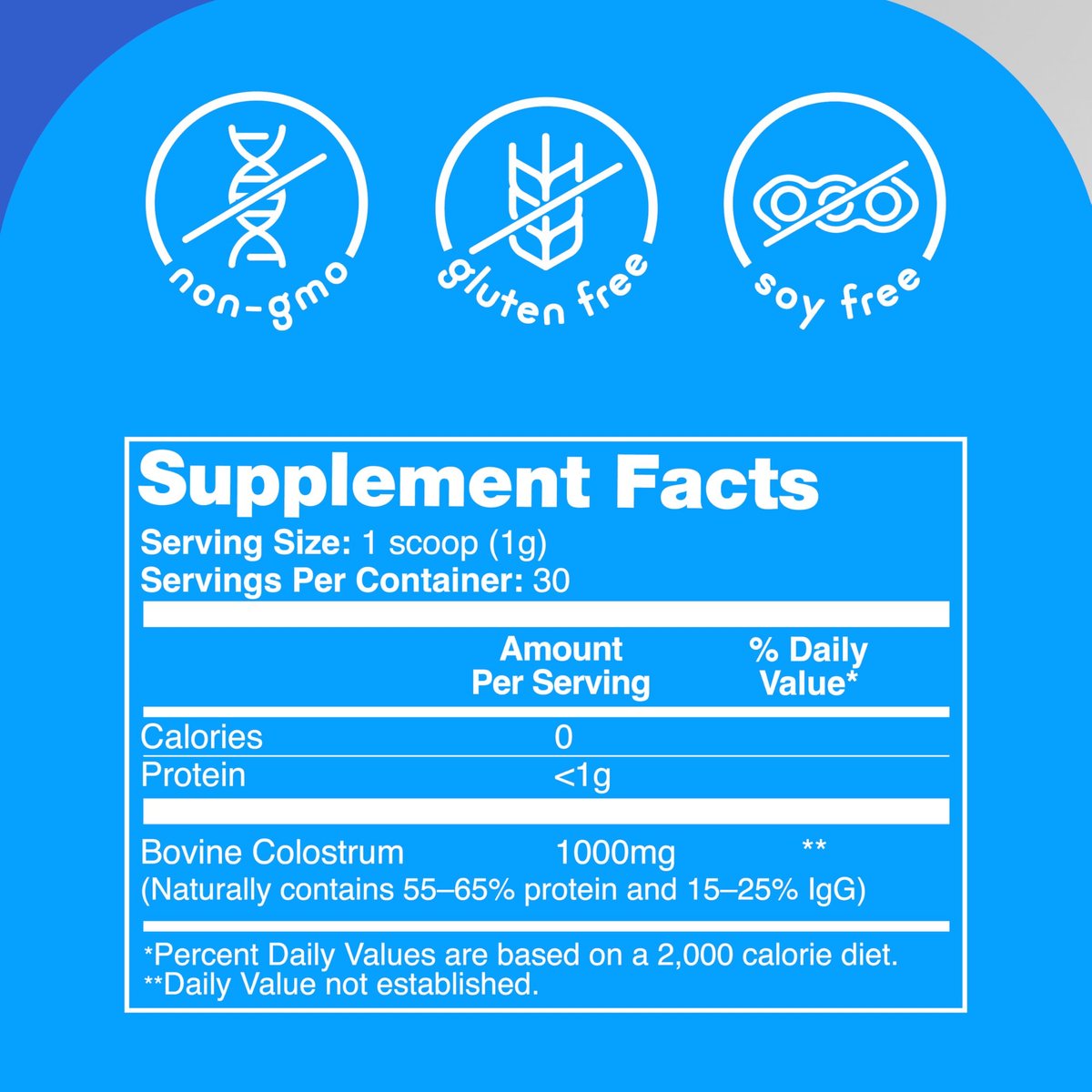 Zena Nutrition Bovines Kolostrum Pulver, 1000 mg reines Kolostrum, unterstützt Immun- und Verdauungsgesundheit, fördert die Darmgesundheit, Keto, glutenfrei, fettfrei, grasgefüttert, unaromatisiert, 30 Portionen