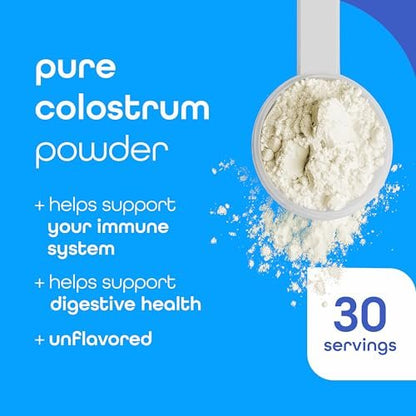 Zena Nutrition Bovines Kolostrum Pulver, 1000 mg reines Kolostrum, unterstützt Immun- und Verdauungsgesundheit, fördert die Darmgesundheit, Keto, glutenfrei, fettfrei, grasgefüttert, unaromatisiert, 30 Portionen