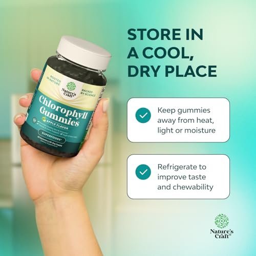 Chlorophyll Gummies für Reinigung & Entgiftung - Hochwirksamer interner Deodorant für Körpergeruch, gesunde Haut, Immunsystem & Verdauung - Vegan, Non-GMO & Glutenfrei - 60 Stück