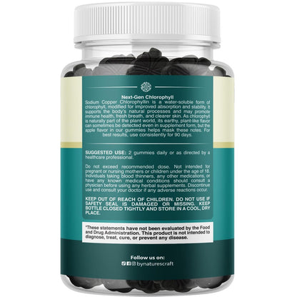 Chlorophyll Gummies für Reinigung & Entgiftung - Hochwirksamer interner Deodorant für Körpergeruch, gesunde Haut, Immunsystem & Verdauung - Vegan, Non-GMO & Glutenfrei - 60 Stück