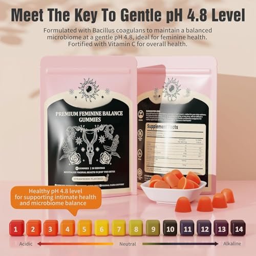 NIUSISE Feminine Balance Gummies – Premium Balance Supplement für die Frauengesundheit, Immun- & Energieunterstützung, Vegan, Glutenfrei, Erdbeergeschmack, 60 Gummis (30 Portionen)