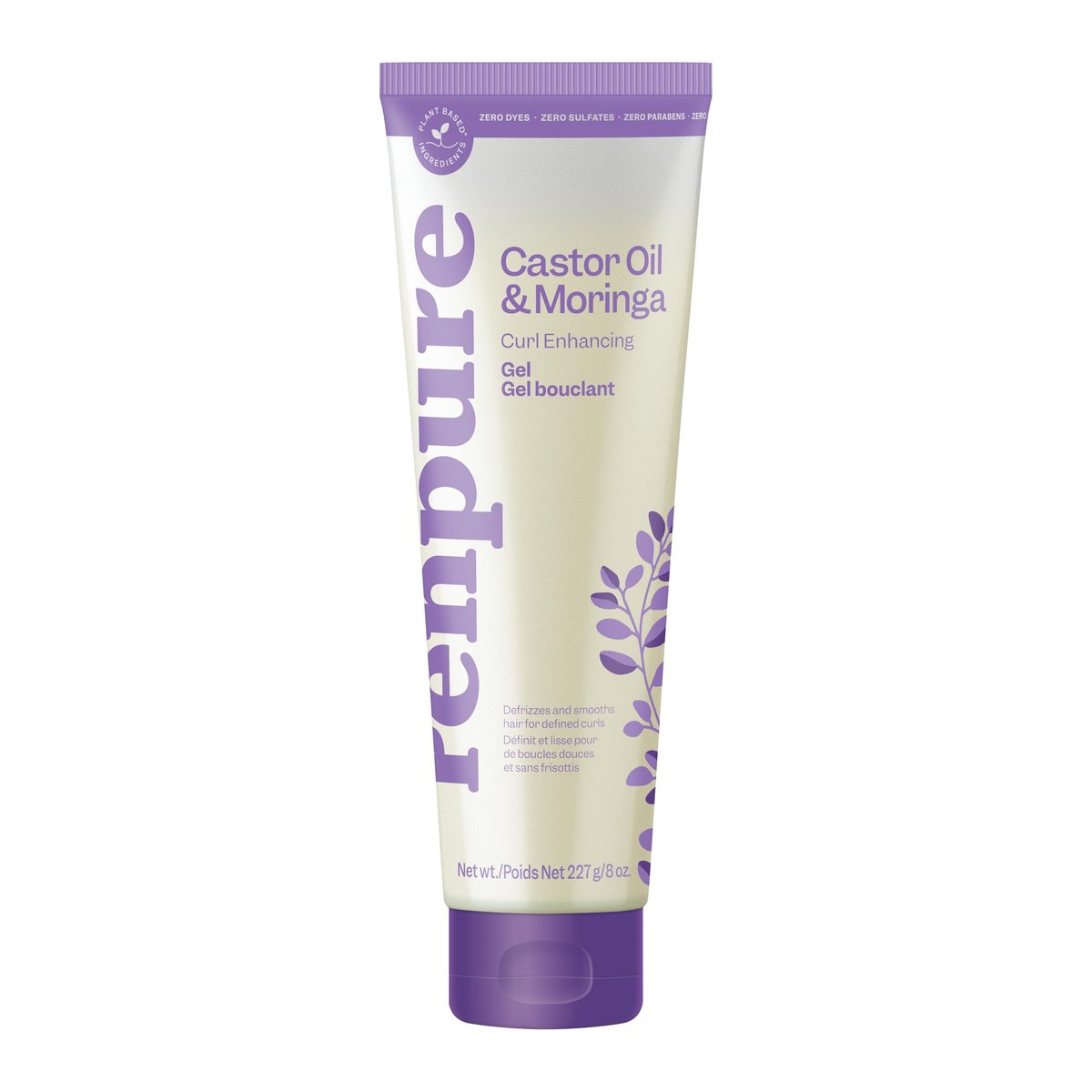 Renpure Rizinusöl & Moringa Curl Gel – Locken definierendes Gel für geschmeidige, definierte & frizzfreie Locken – mit Rizinusöl & Moringa-Samenöl – für welliges bis lockiges Haar – 236 ml
