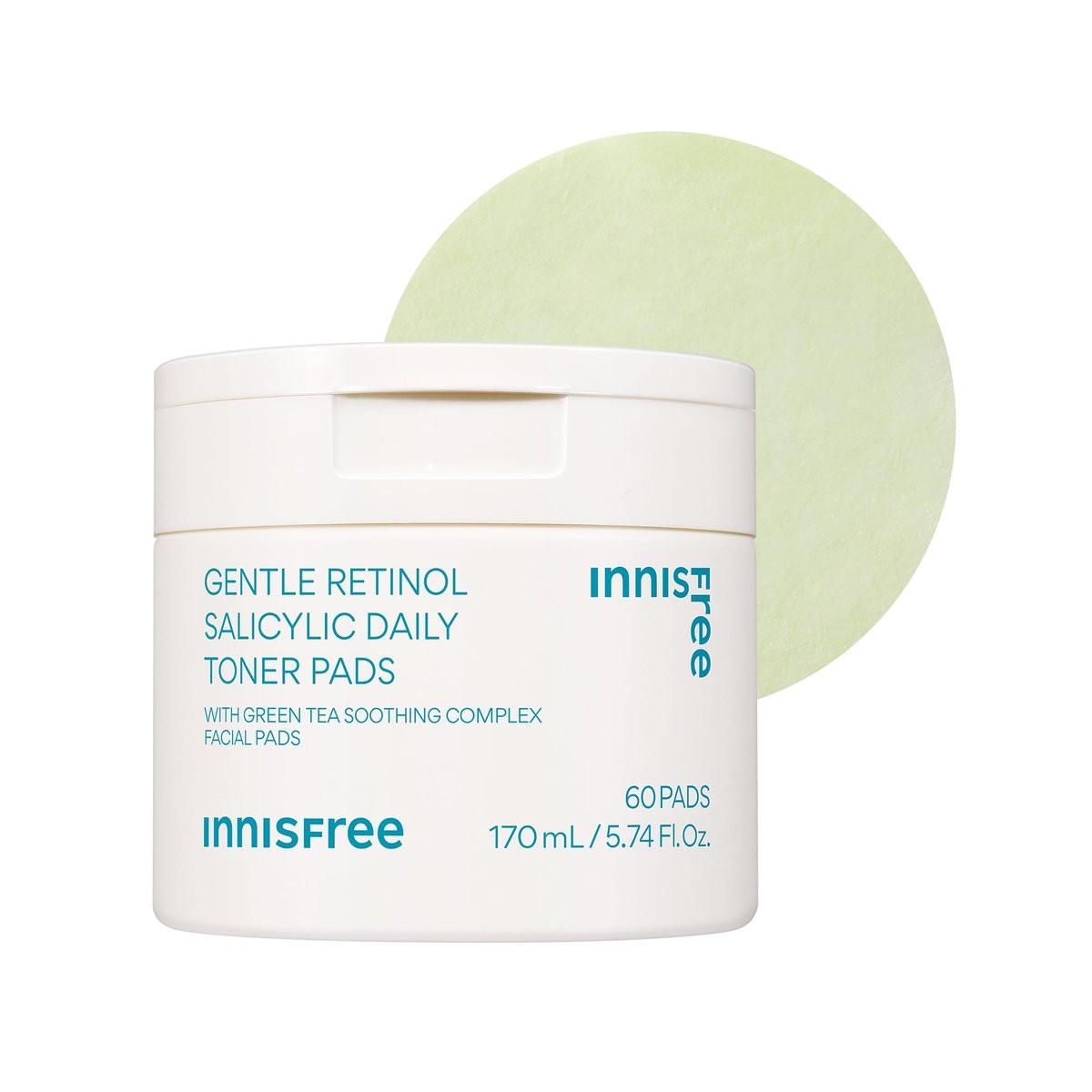 innisfree Tägliche sanfte Retinol-Salicylsäure-Toner-Pads – Koreanische Sheet-Mask-Pads für zu Akne neigende Haut