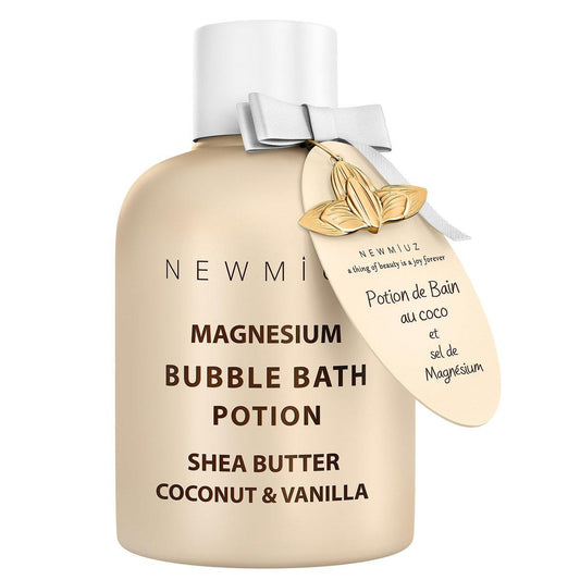 Magnesium Bubble Bath – langanhaltender Schaum – feuchtigkeitsspendend mit Sheabutter, Kokosnuss und Vanille – entspannend, stresslösend – ideales Geschenk für Geburtstag und Weihnachten