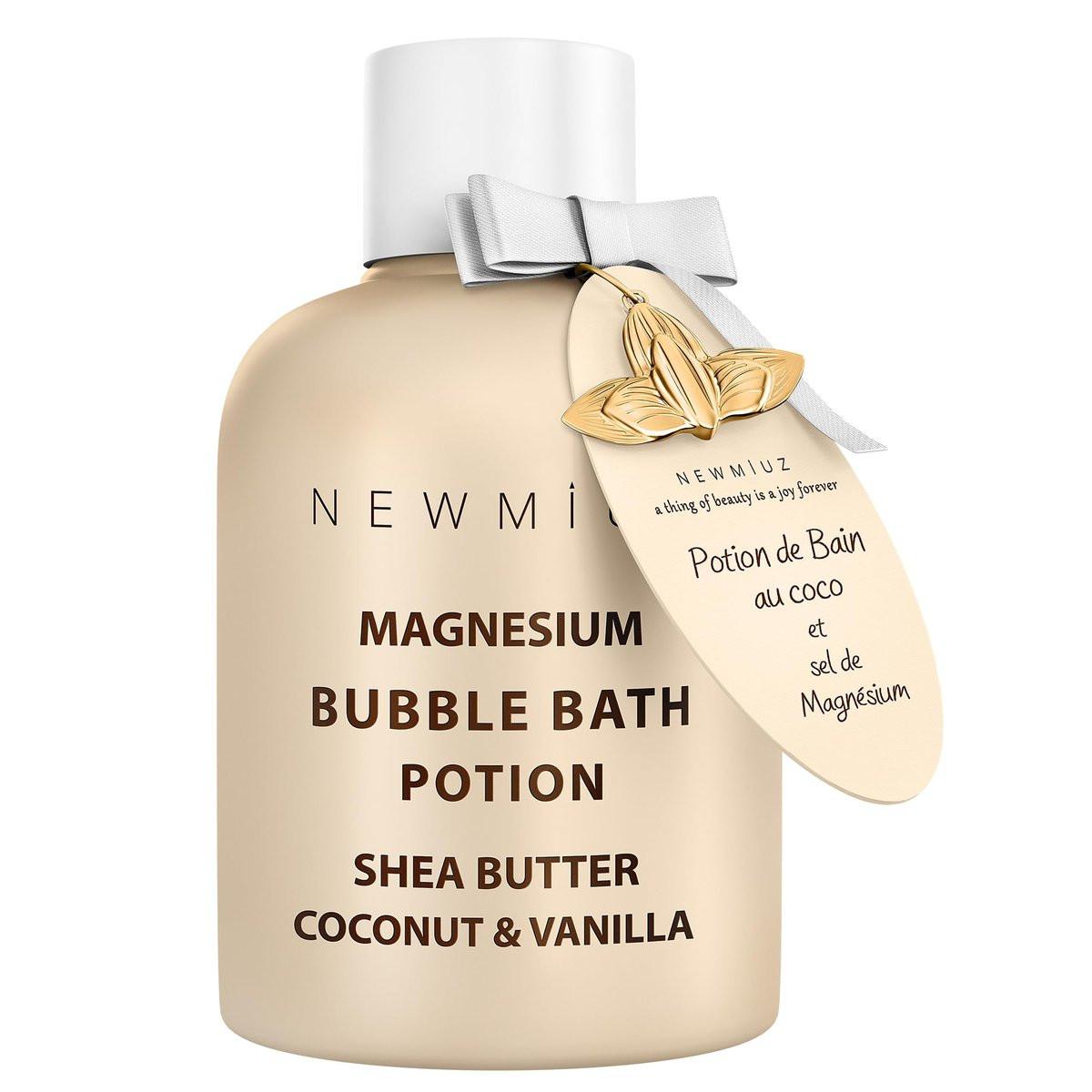 Magnesium Bubble Bath – langanhaltender Schaum – feuchtigkeitsspendend mit Sheabutter, Kokosnuss und Vanille – entspannend, stresslösend – ideales Geschenk für Geburtstag und Weihnachten