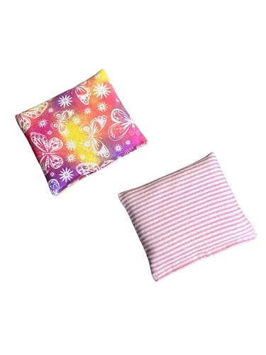 HOME COMFORT Ultra Mini Microwavable Heating & Cooling Pads - 100% Natürliche Reis-Füllung 2er-Pack (4,5” x 5”) (Pink Combo 3)