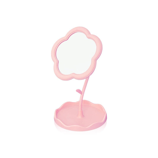 Elegante rosa Schminktischspiegel – Vielseitiger Make-up- und Mini-Tischspiegel mit stehendem Blumendesign, perfekt für Schlafzimmer und kleine Badezimmer