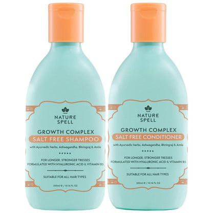 Nature Spell Haarwachstum Komplex Shampoo & Conditioner Set für alle Haartypen, Sulfat- & Parabenfrei, Pflegend & Stärkend mit Hyaluronsäure & Vitamin B5, Vegan, 2er-Pack, je 300 ml