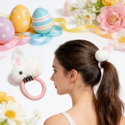 2er-Pack Osterhasen Haar Scrunchies – Plüsch-Haarbänder mit Hasenohren für Frauen & Mädchen
