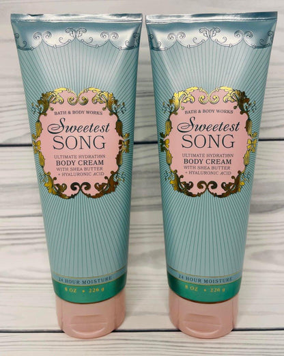 Bath & Body Works Women's Sweetest Song Ultimate Hydration Body Cream 8 Unzen (Pack mit 2)