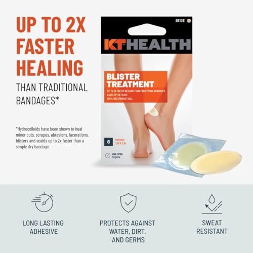 KT Health Blasenbehandlung Hydrokolloid-Pflaster, 8 Stück, Beige, wasserdicht