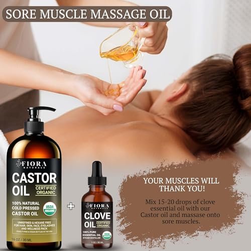 Bio Nelkenöl – 100% reines, USDA-zertifiziertes Nelkenknospenöl für Zähne & Zahnfleisch, Zahnschmerzlinderung, Haarwachstum & Aromatherapie – Premium Nelkenöl für DIY Wellness von Fiora Naturals