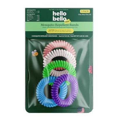 Hello Bello Kinder Mücken-Abwehrarmbänder mit natürlichem Citronella- und Pfefferminzöl, 5er-Beutel