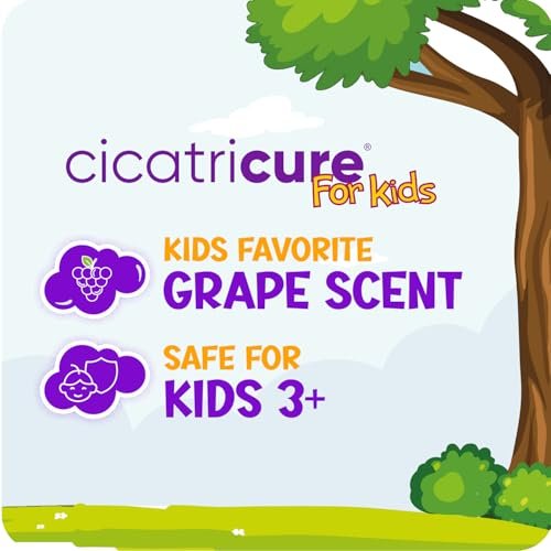 Cicatricure Advanced Scar Gel für Kinder – Sanfte Formel zur Verbesserung des Narbenbildes, glättet und pflegt die Haut, für Gesicht und Körper, Traubenduft, 28 g