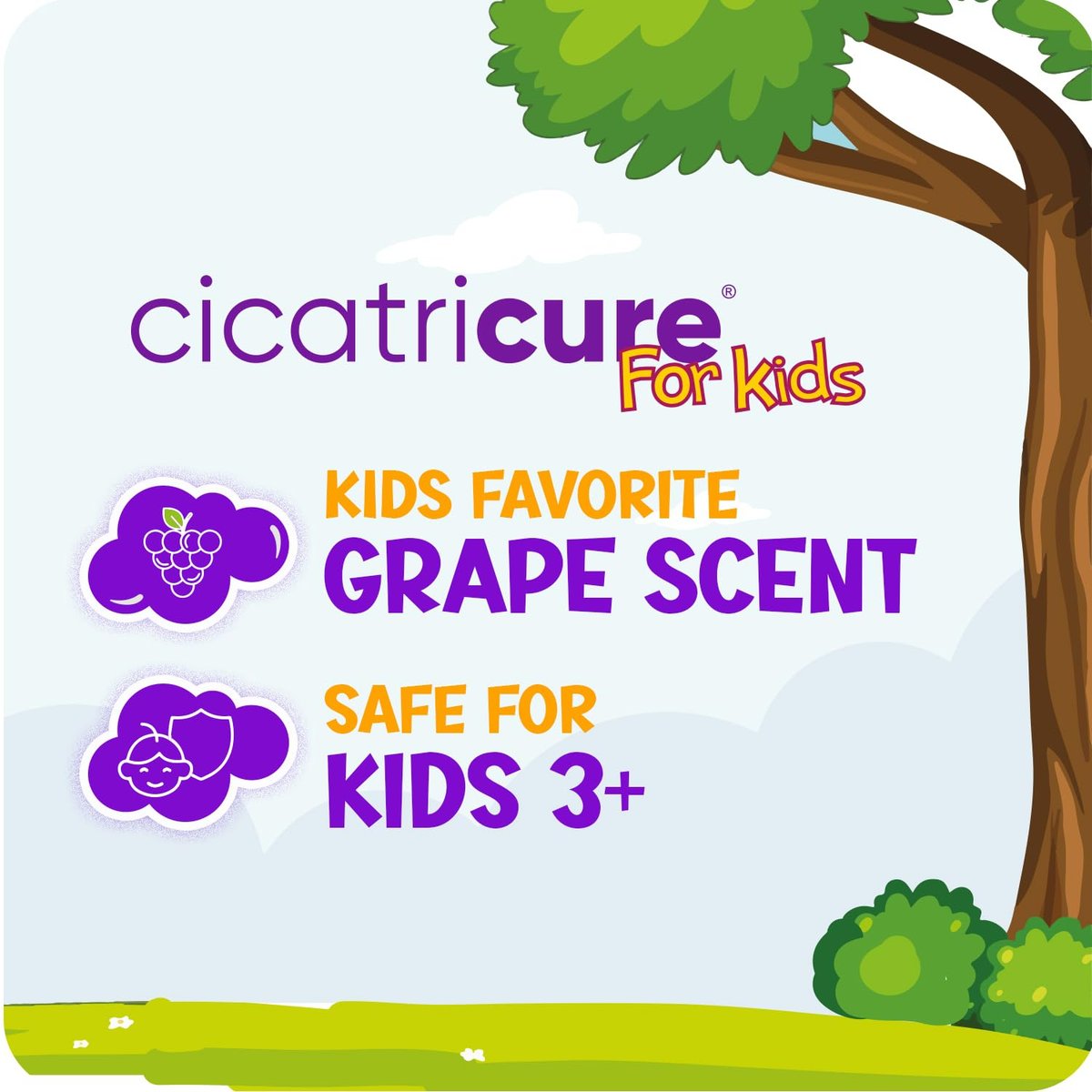 Cicatricure Advanced Scar Gel für Kinder – Sanfte Formel zur Verbesserung des Narbenbildes, glättet und pflegt die Haut, für Gesicht und Körper, Traubenduft, 28 g