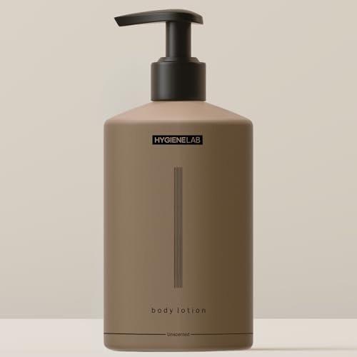 HygieneLab Body Lotion für Männer – EWG-zertifiziert, ultra-feuchtigkeitsspendend, ungiftig, schnell einziehend, parfümfrei, parabenfrei, sulfatfrei, tägliche Körperlotion für trockene Haut & empfindliche Haut, 12 oz