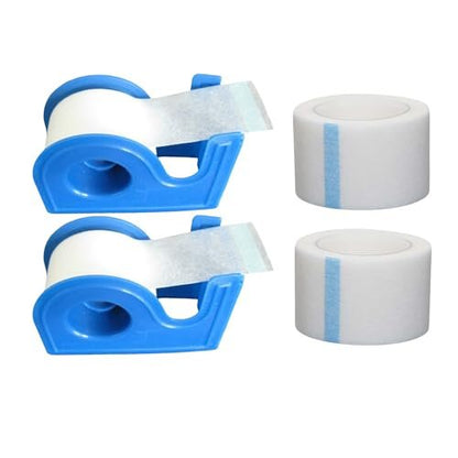 Rose Romee 2 Rollen Chirurgisches Medizinisches Klebeband mit Spender, 2 Stück, 1 Zoll x 10 Yard Papierband, Wund-Erste-Hilfe-Band, weiß, unsteril