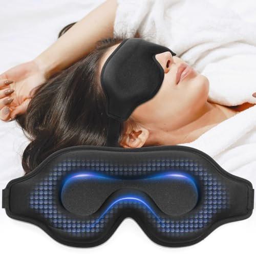 Gewichtete Schlafmaske für Männer und Frauen – Blackout Augenmaske für Seitenschläfer mit verstellbarem Riemen (Obsidian, 130g)