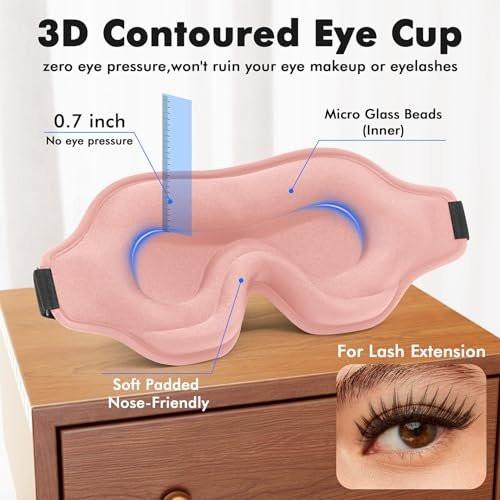 Gewichtete Schlafmaske für Männer und Frauen – Blush, 130g, für Seitenschläfer, verstellbarer Riemen, blickdicht