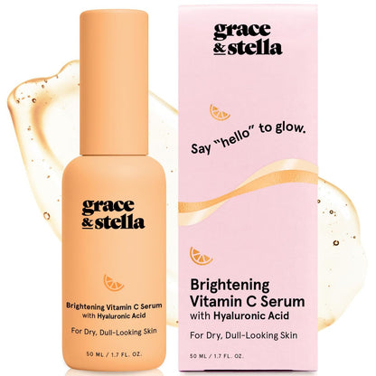 grace & stella Vitamin C Serum für das Gesicht (50 ml / 1,7 fl oz) - Aufhellendes Vitamin-C-Serum mit Hyaluronsäure zur Reduzierung von Stumpfheit und dunklen Flecken - vegane Hautpflege