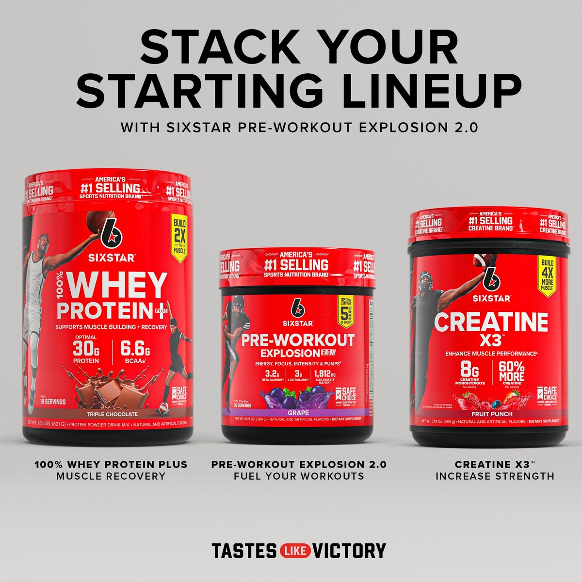 Six Star Pre-Workout Explosion, Traube (30 Portionen) - Pulver für Energie vor dem Training für Männer & Frauen - Workout-Getränkemischung mit L-Tyrosin & Beta-Alanin - Sporternährungsprodukte