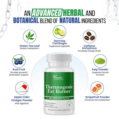 Thermogene Fatburner Brazilian Lean – Abnehmkapseln für Frauen & Männer | Appetitzügler & Stoffwechsel-Booster mit Grüntee, Garcinia | Bauchfett, Energie & Blähungen Unterstützung – 35 Kapseln