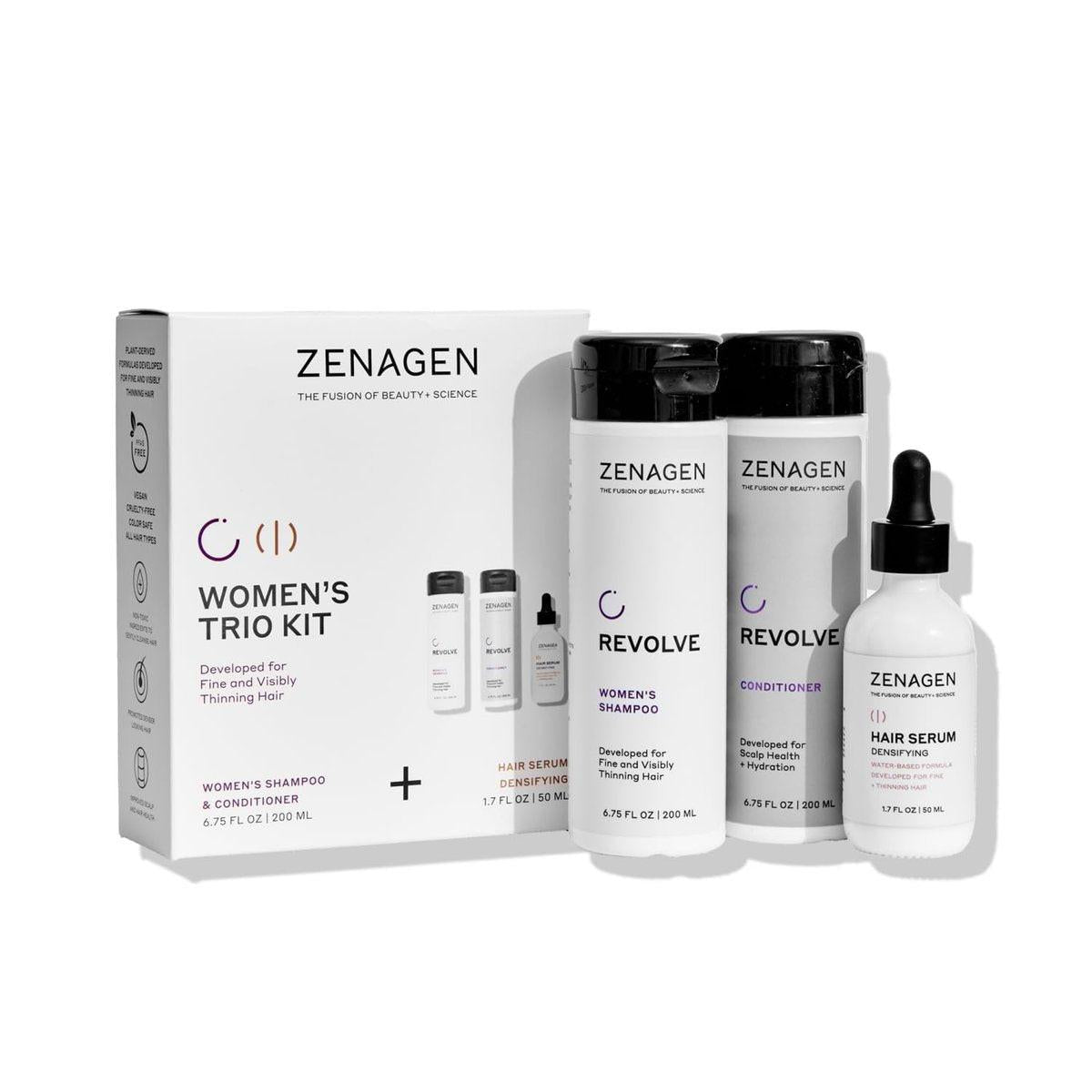 ZENAGEN Revolve Women's Trio Kit | Shampoo + Conditioner + Densifying für feines und sichtbar ausdünnendes Haar | Unterstützt Haarstärke und -wachstum, 1 Set