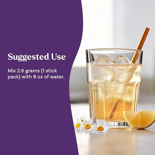 Natrol Sleep + Restore Beruhigendes Getränkepulver mit Magnesiumglycinat, Melatoninfreier Schlafhilfe, Zitronen-Kamille, 10 Stick-Packs