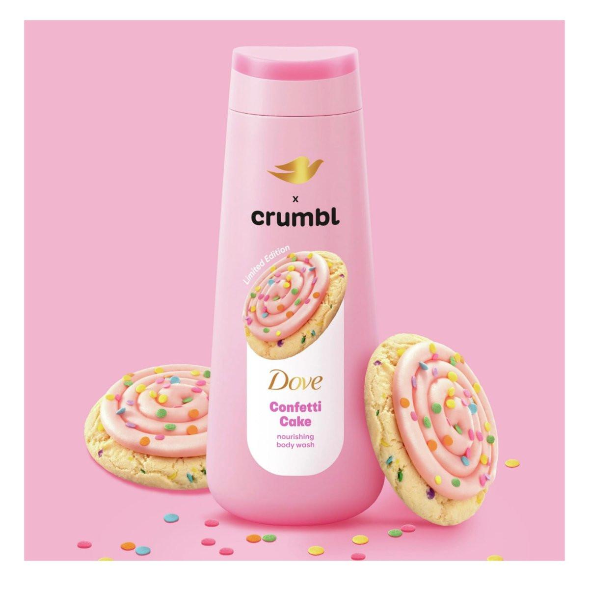 Dove Feuchtigkeitsspendendes Duschgel & Peeling | Confetti Cake Duft | 20oz Duschgel + 15oz Peeling | Limited Edition