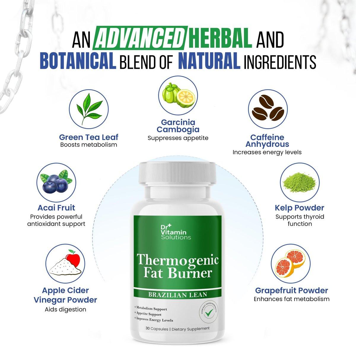 Thermogener Fatburner für Frauen und Männer - Brasilianische Diätpillen | Appetitzügler & Stoffwechsel-Booster mit grünem Tee, Garcinia, ACV | Bauchfett, Energie & Blähungen Unterstützung, Non-GMO, Hergestellt in USA