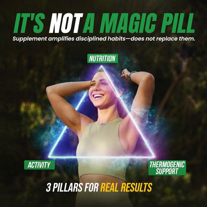 Thermogener Fatburner für Frauen und Männer - Brasilianische Diätpillen | Appetitzügler & Stoffwechsel-Booster mit grünem Tee, Garcinia, ACV | Bauchfett, Energie & Blähungen Unterstützung, Non-GMO, Hergestellt in USA