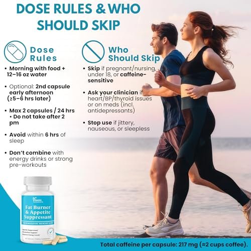 Fatburner für Frauen & Männer – Appetitzügler zur Gewichtsabnahme – Kapseln mit Stoffwechsel-Booster, Thermogenese, Chrom, Koffein & grünem Tee – 30 Kapseln