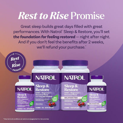 Natrol Sleep & Restore Beruhigendes Getränk mit Magnesiumglycinat - Melatoninfrei, Kirsche, 10 Stickpacks