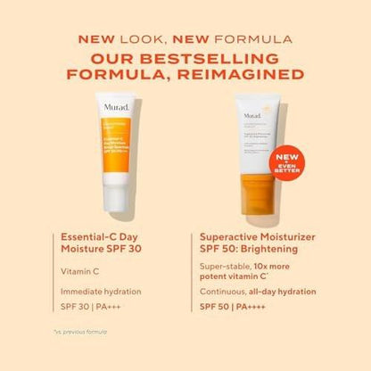 Murad Superactive Brightening Moisturizer SPF 50 – Vitamin-C-reiche, ultraleichte Feuchtigkeitspflege mit Lipid-Boosting-Technologie für vorbeugenden Anti-Aging-Schutz vor UVA/UVB – 1,7 Fl Oz