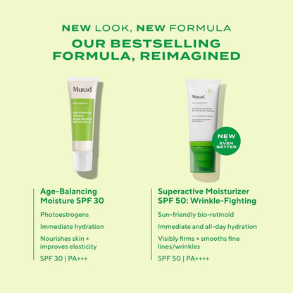 Murad Superactive Anti-Falten Feuchtigkeitscreme mit SPF 50 - Bio-Retinoid Ultra-Sheer Gesichtssonnencreme gegen feine Linien und Falten mit UV-Schutz - 50 ml