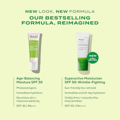 Murad Superactive Anti-Falten Feuchtigkeitscreme mit SPF 50 - Bio-Retinoid Ultra-Sheer Gesichtssonnencreme gegen feine Linien und Falten mit UV-Schutz - 50 ml