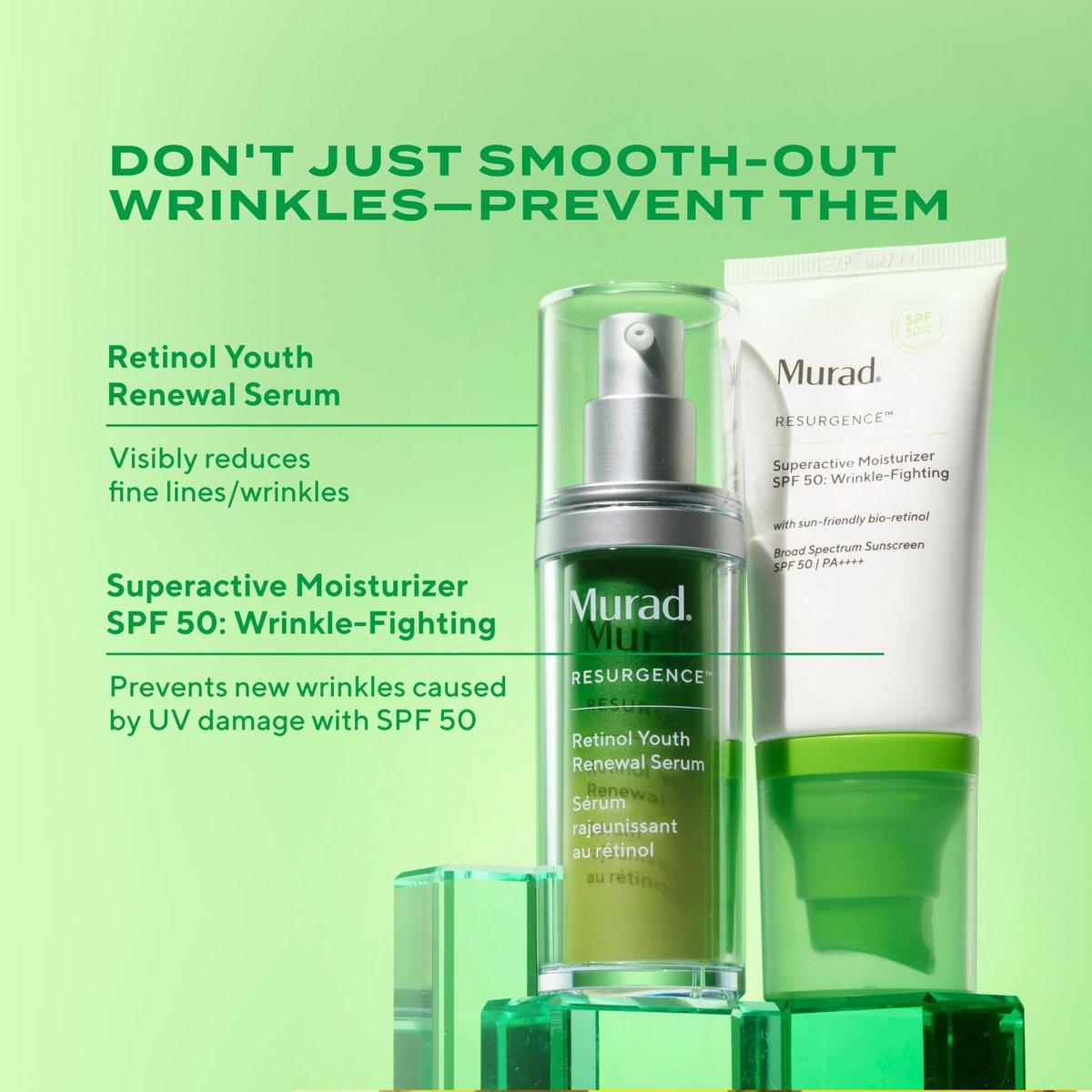 Murad Superactive Anti-Falten Feuchtigkeitscreme mit SPF 50 - Bio-Retinoid Ultra-Sheer Gesichtssonnencreme gegen feine Linien und Falten mit UV-Schutz - 50 ml